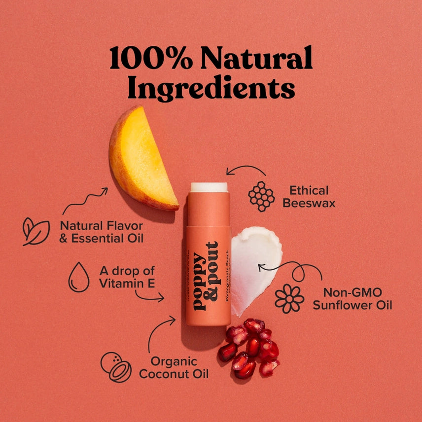 Poppy & Pout Pomegranate Peach Lip Balm