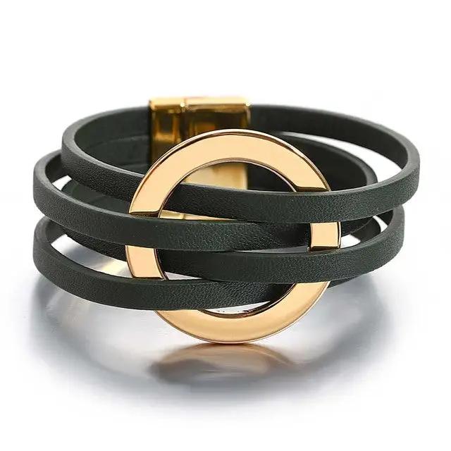 Trend Hollow Circle Leather Bracelet