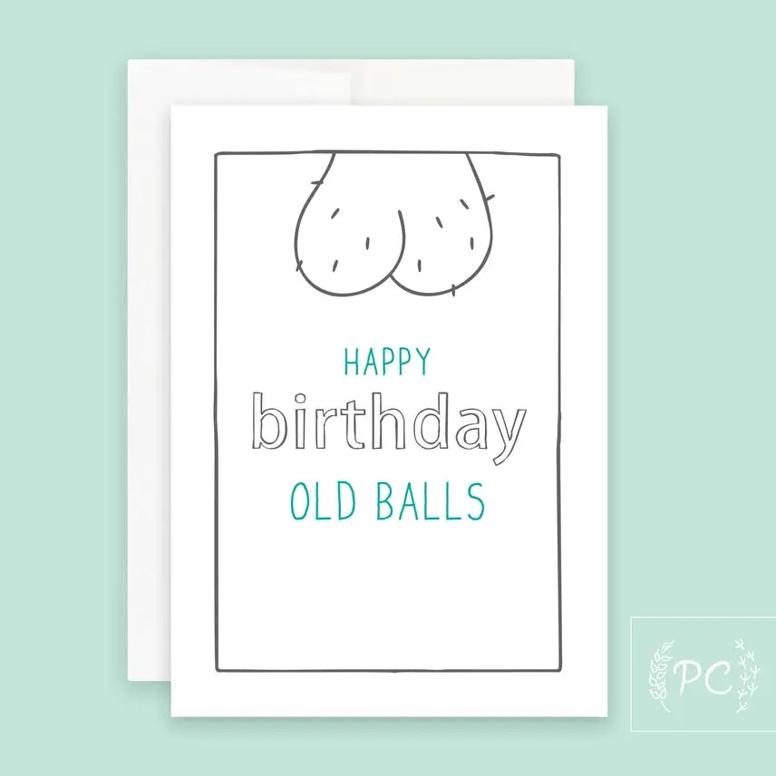 Happy Birthday Old Balls Gift Card Prairie Chick Prints Don't Be Chy Boutique