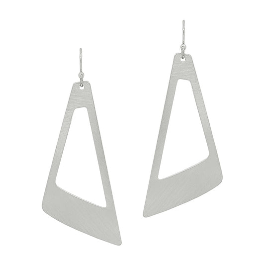 Matte Silver Triangle Earring